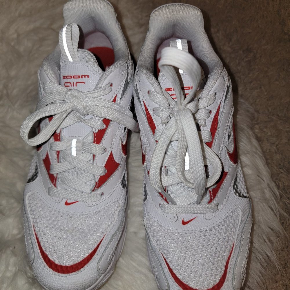 Nike Zoom Air Fire sneakers in white/university red